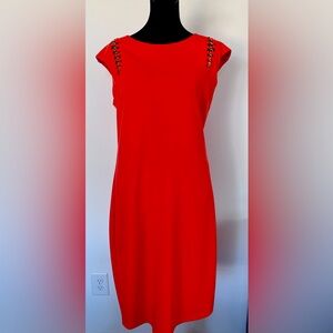 Gorgeous orange sleeveless dress with gold detail size 12